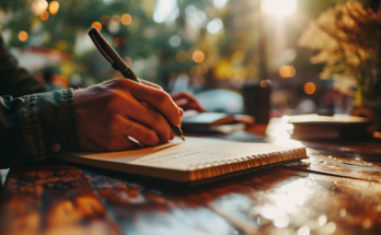 Seorang pengusaha menjelaskan proposal bisnis kepada calon investor dengan penuh keyakinan