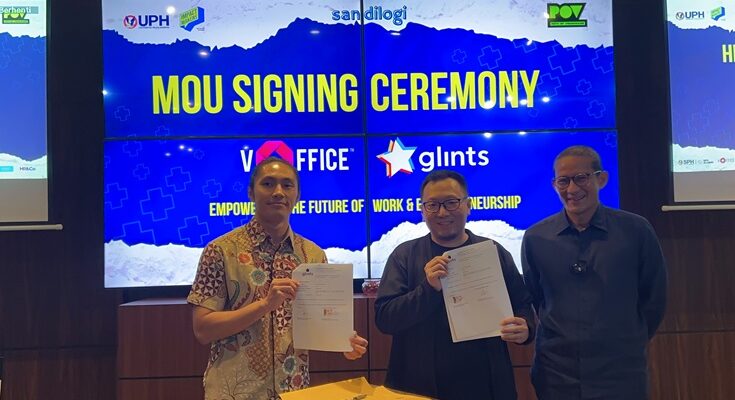 Penandatanganan MoU Kolaborasi vOffice dan Glints di vOffice Event Space, Jakarta Selatan (18/2/2025) (dok. vOffice)