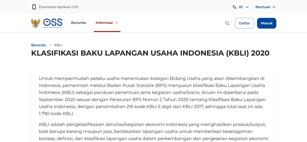 KBLI adalah